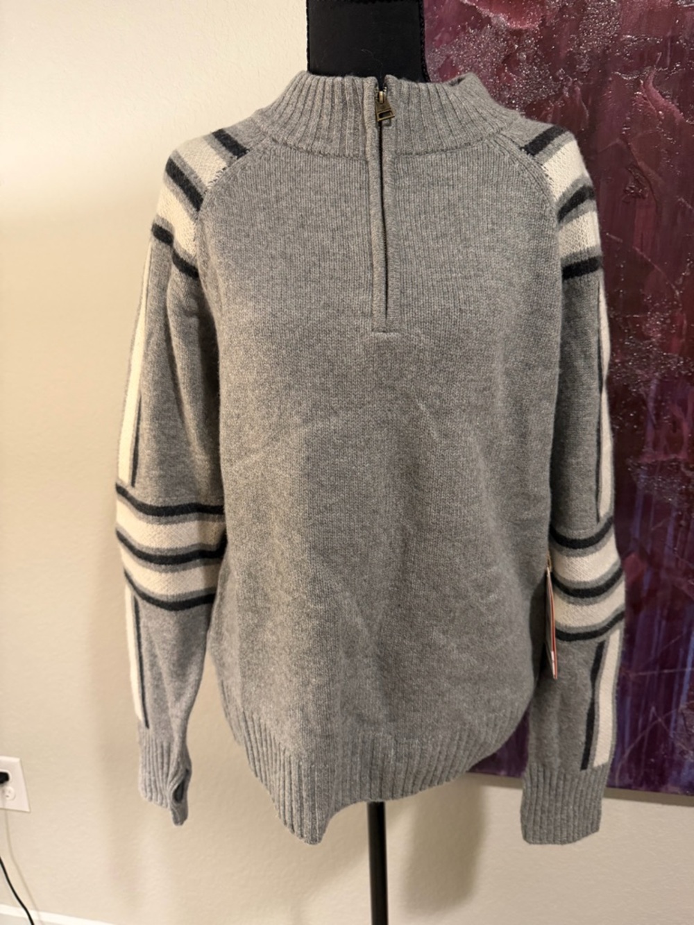 NWT Alps & Meters A&M Slalom W’s Knit Gray Stripe Sweater Large